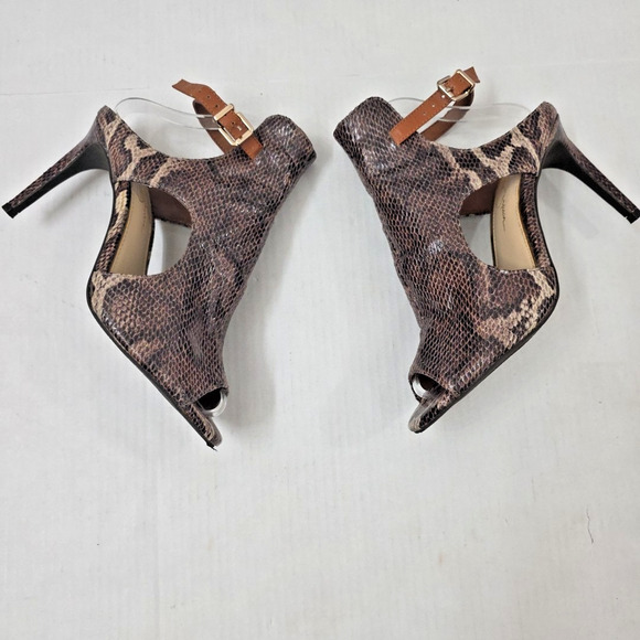 Jessica Simpson Shimmery Snakeskin Print Open Toe Heels Size 9 Festival Club - Picture 5 of 10